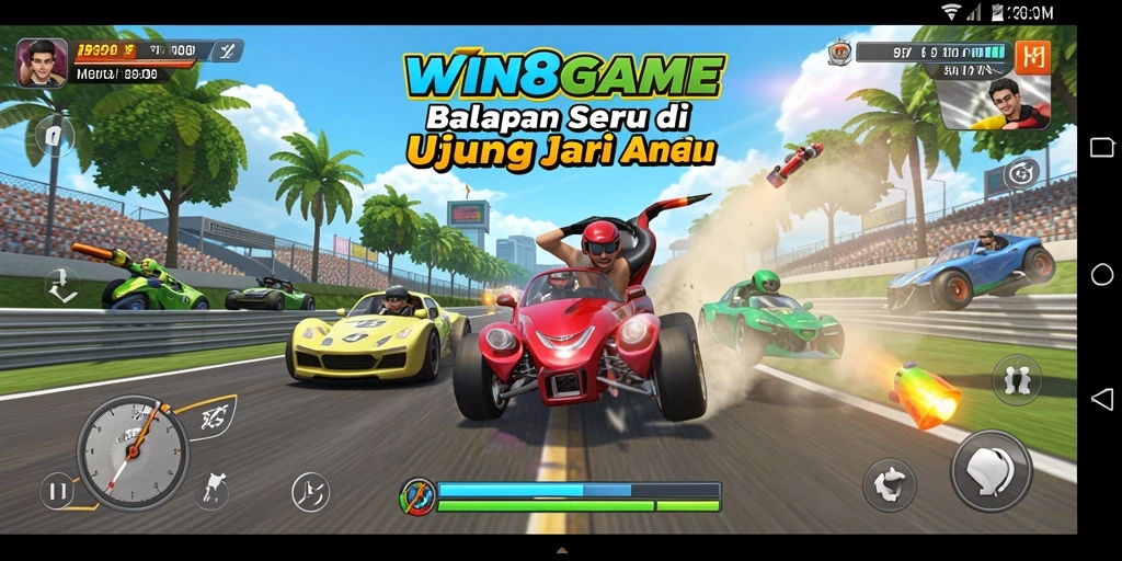 Tampilan permainan balapan seru dan mendebarkan di WIN8GAME.