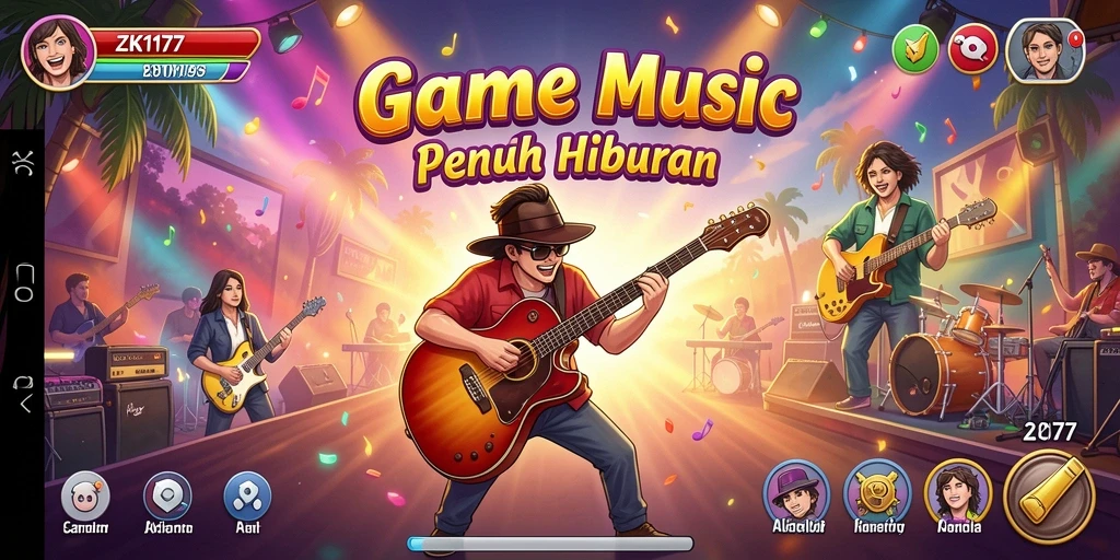 Tampilan gameplay seru dengan variasi lagu dan tantangan musik.
